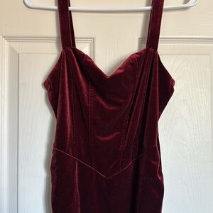 Cider Burgundy Velvet Sweetheart Bodycon Mini Dress